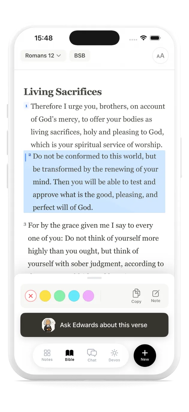 Built-in Bible reader in the SermonKeep app